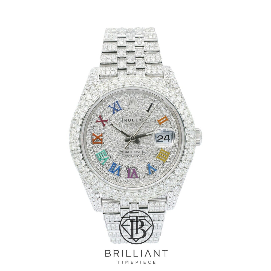Mens Rolex Datejust II 126300 Stainless Steel 41MM Full Diamond Watch 25.5Ct
