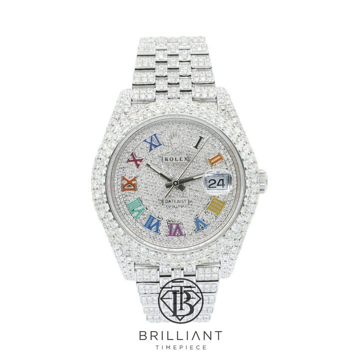 Mens Rolex Datejust II 126300 Stainless Steel 41MM Full Diamond Watch 25.5Ct