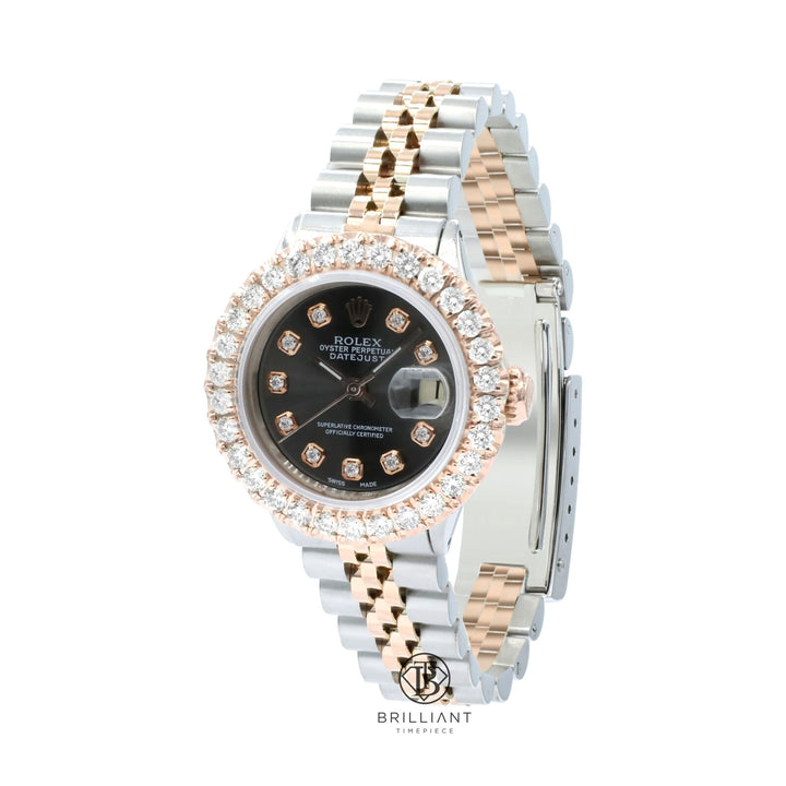Rolex Datejust 26mm Two Tone Rose Gold/Steel Charcoal Diamond Dial 1.50ct
