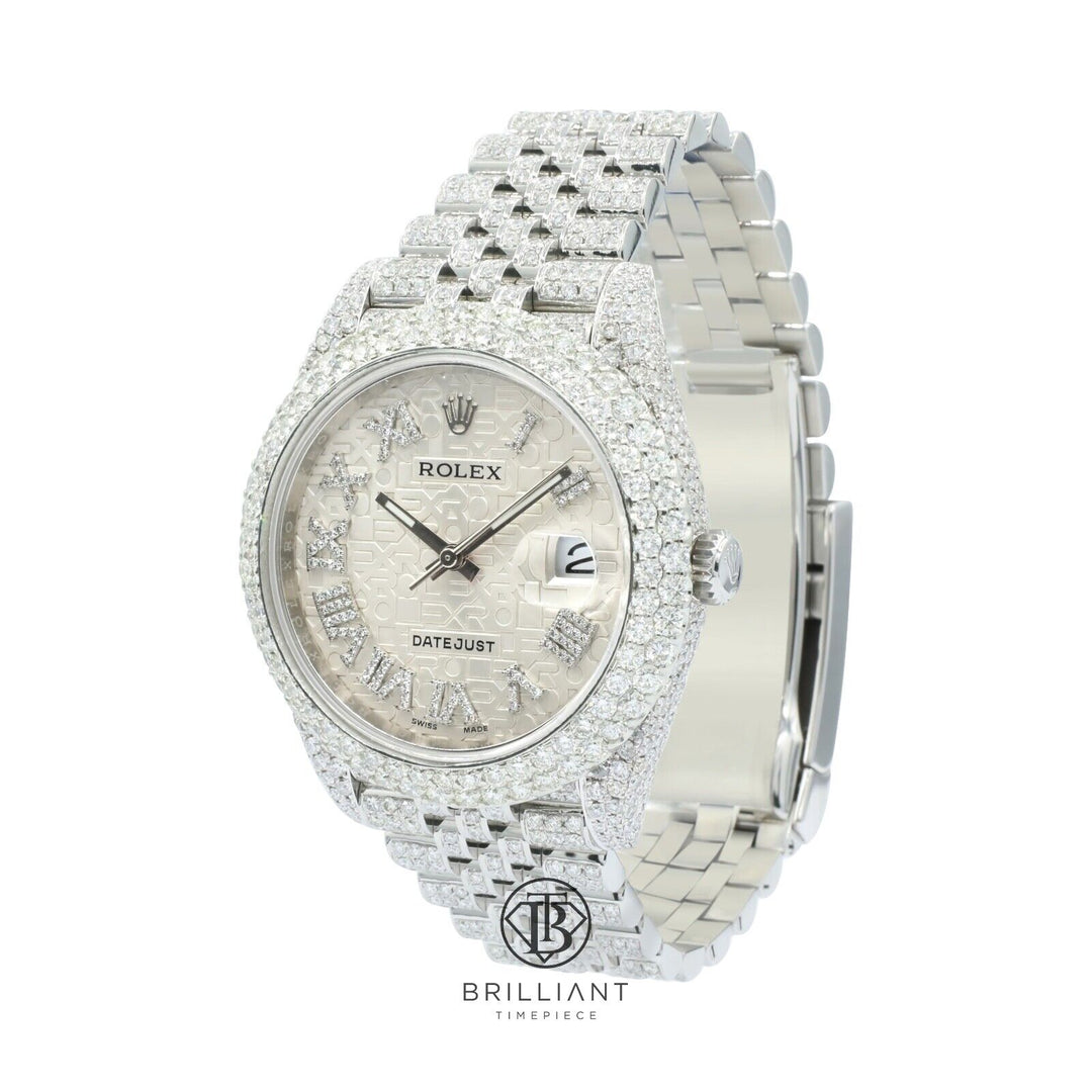 Mens Rolex Datejust II 126300 Stainless Steel 41MM Full Diamond Watch 25.5Ct