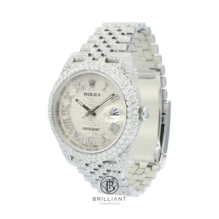 Mens Rolex Datejust II 126300 Stainless Steel 41MM Full Diamond Watch 25.5Ct