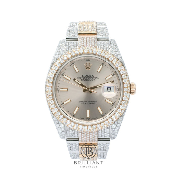 Mens Rolex Datejust II 126333 Two Tone 18K/ Steel 41MM Full Diamond Watch 25.5Ct