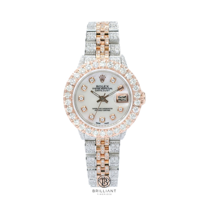Rolex Datejust 26mm Two Tone Rose Gold/Steel White MOP Diamond Dial 8ct