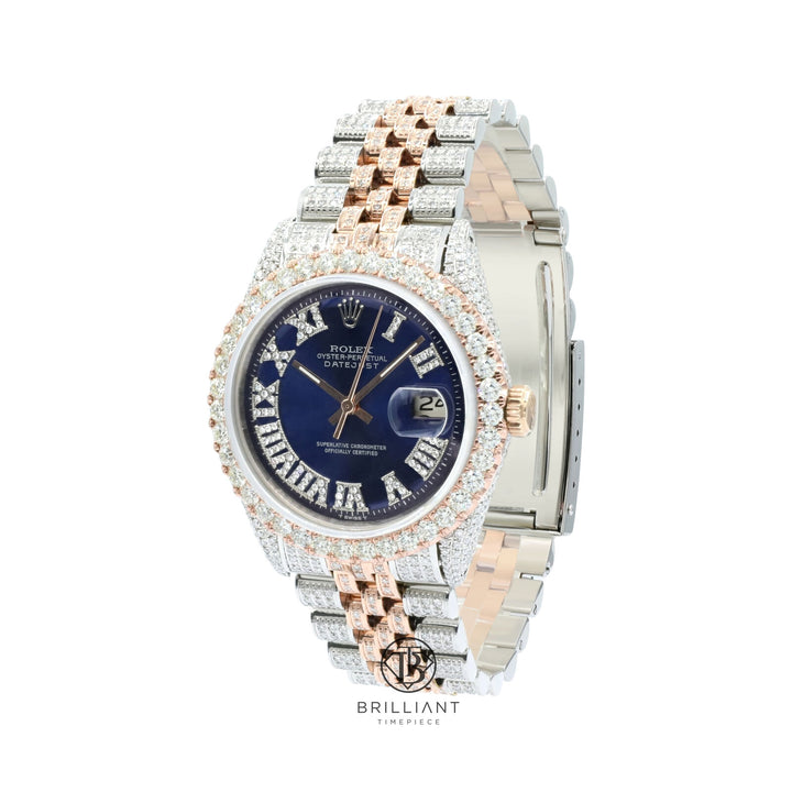 Rolex Datejust 36mm Two Tone Rose Gold/Steel Blue Diamond Dial 13.00ct