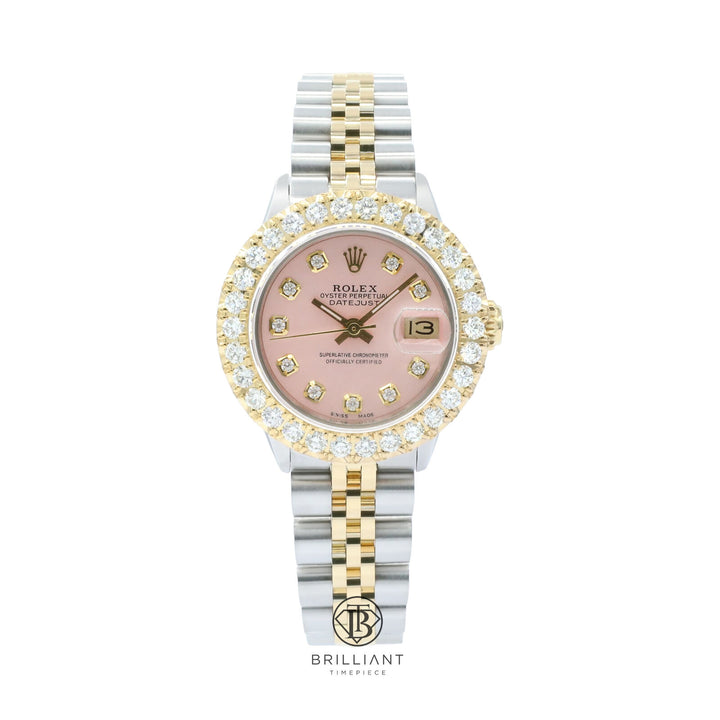 Rolex Datejust 26mm Two Tone Gold/Steel Pink Diamond Dial 1.50ct