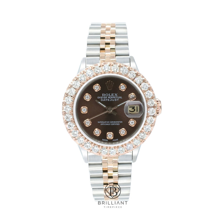 Rolex Datejust 26mm Two Tone Rose Gold/Steel Chocolate Diamond Dial 1.50ct