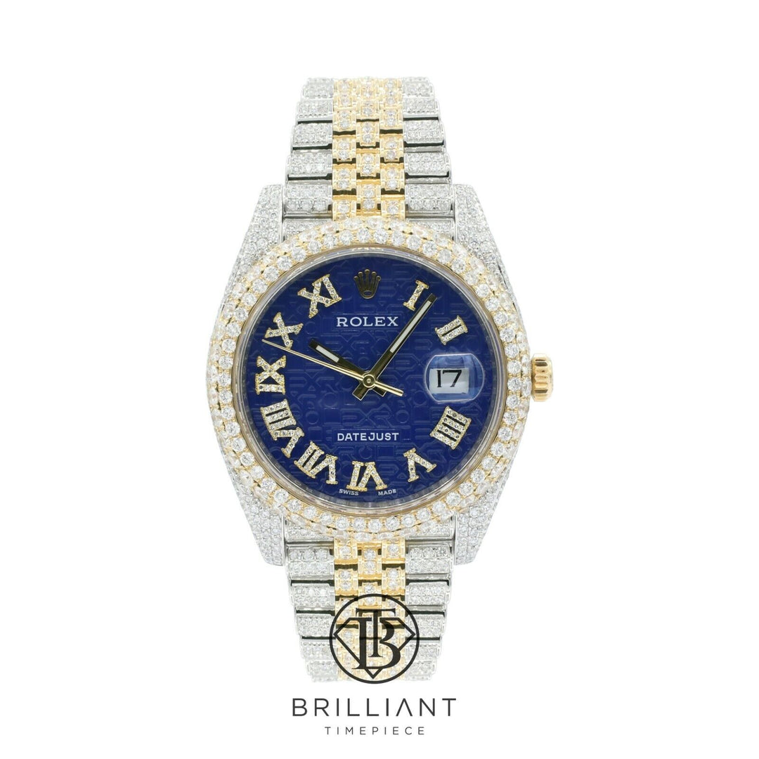 Mens Rolex Datejust II 126303 Two Tone 18K/ Steel 41MM Full Diamond Watch 25.5Ct
