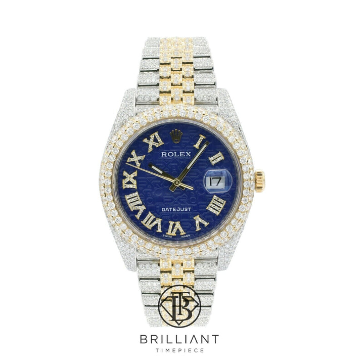 Mens Rolex Datejust II 126303 Two Tone 18K/ Steel 41MM Full Diamond Watch 25.5Ct