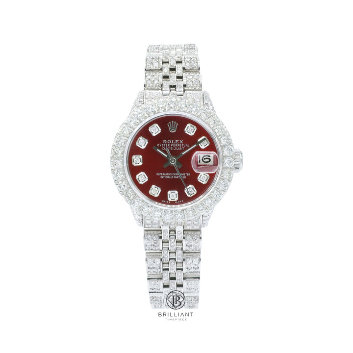 Rolex Datejust 26mm Stainless Steel Red Diamond Dial 8ct