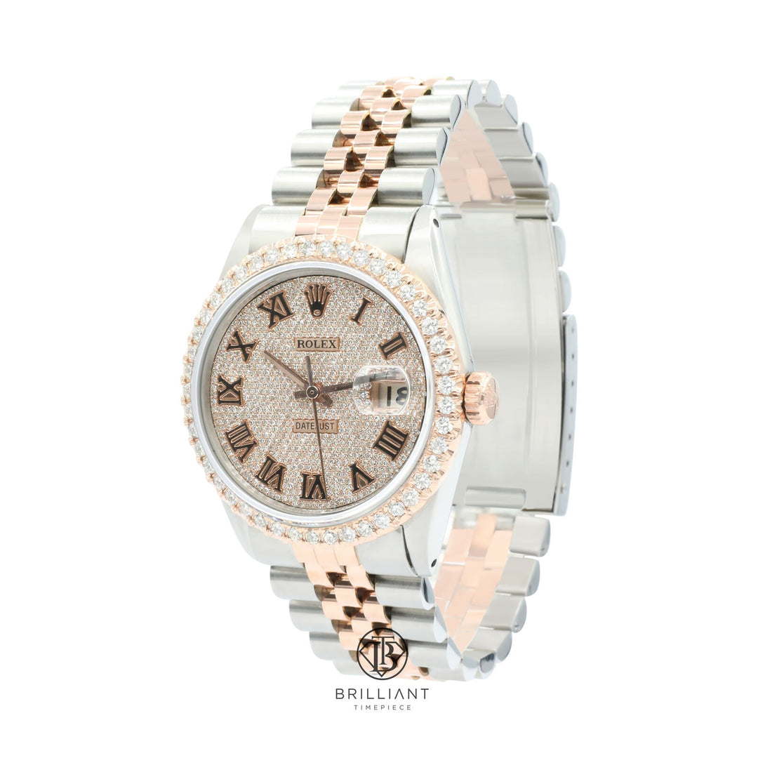 Rolex Datejust 36mm Two Tone Rose Gold/Steel Pave Diamond Dial 5.00ct