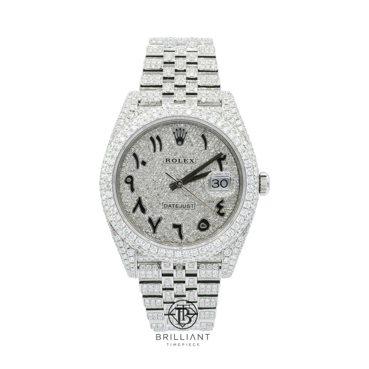 Mens Rolex Datejust II 126300 Stainless Steel 41MM Full Diamond Watch 25.5Ct