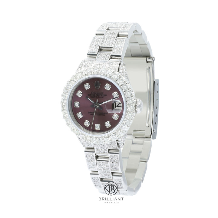 Rolex Datejust Oyster 26mm Stainless Steel Purple Diamond Dial 8ct