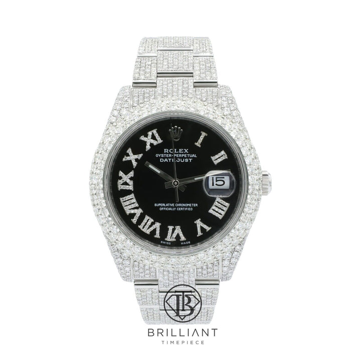 Mens Rolex Datejust II 126300 Stainless Steel 41MM Full Diamond Watch 25.5Ct
