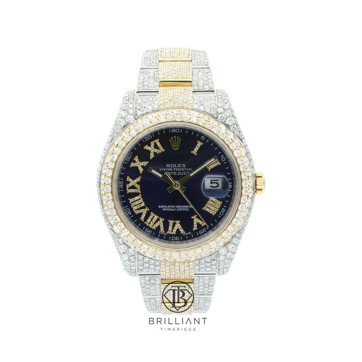 Mens Rolex Datejust II 126333 Two Tone 18K/ Steel 41MM Full Diamond Watch 25.5Ct