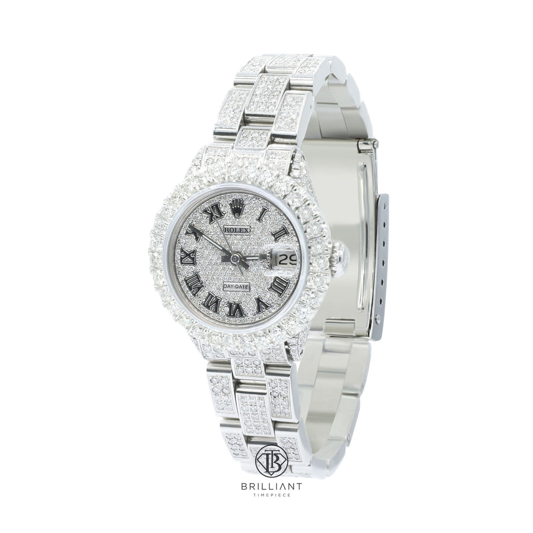 Rolex Datejust Oyster 26mm Stainless Steel Pave Roman Diamond Dial 9ct