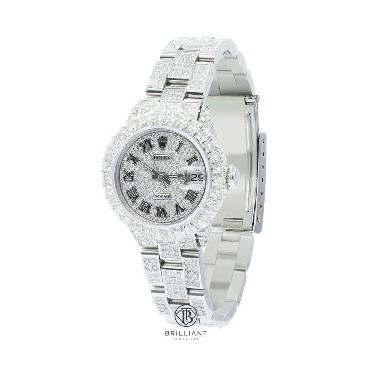 Rolex Datejust Oyster 26mm Stainless Steel Pave Roman Diamond Dial 9ct
