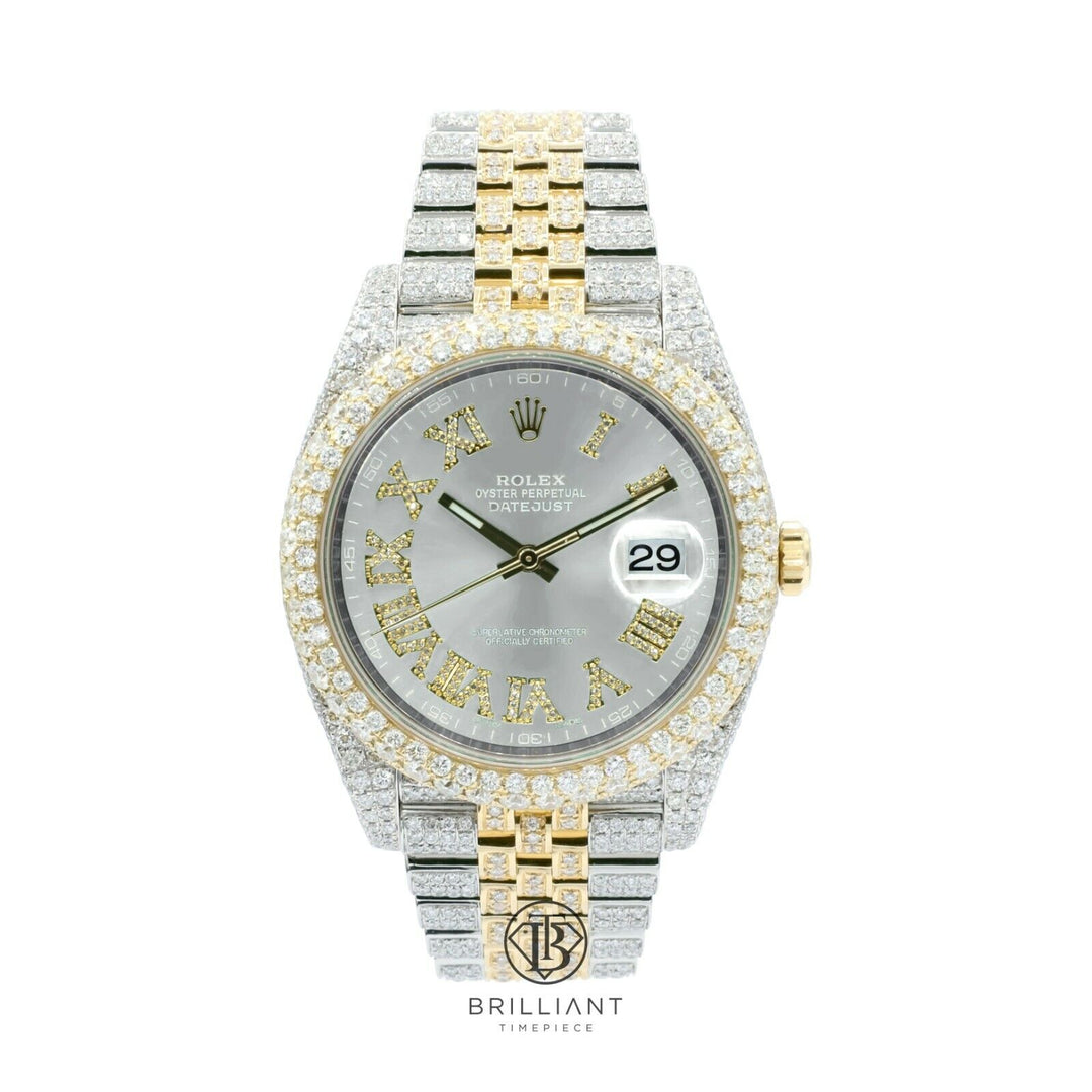 Mens Rolex Datejust II 126303 Two Tone 18K/ Steel 41MM Full Diamond Watch 25.5Ct