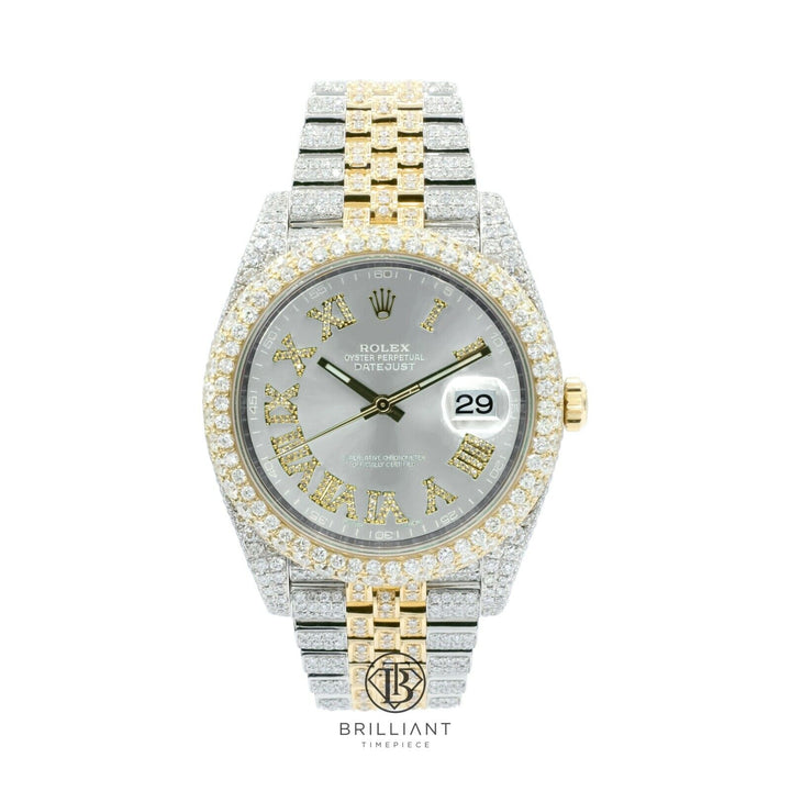 Mens Rolex Datejust II 126303 Two Tone 18K/ Steel 41MM Full Diamond Watch 25.5Ct