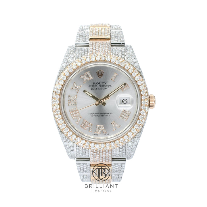 Mens Rolex Datejust II 126333 Two Tone 18K/ Steel 41MM Full Diamond Watch 25.5Ct