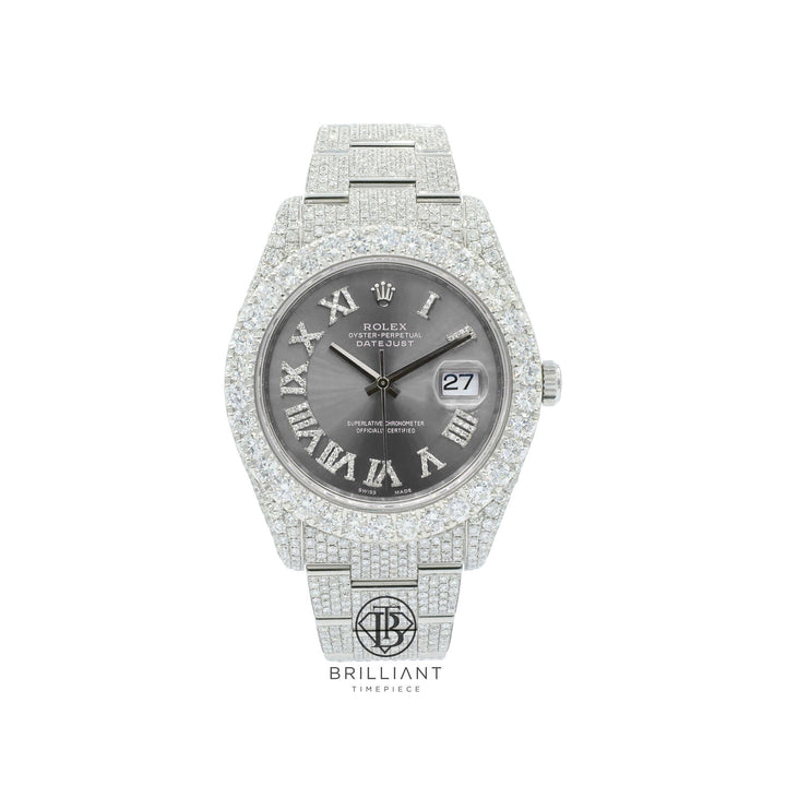 Mens Rolex Datejust II 126300 Stainless Steel 41MM Full Diamond Watch 25.5Ct