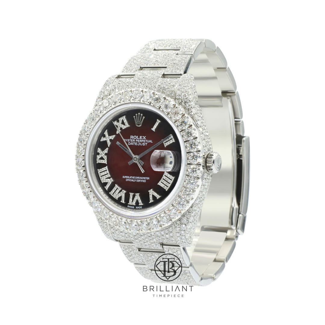 Mens Rolex Datejust II 126300 Stainless Steel 41MM Full Diamond Watch 25.5Ct