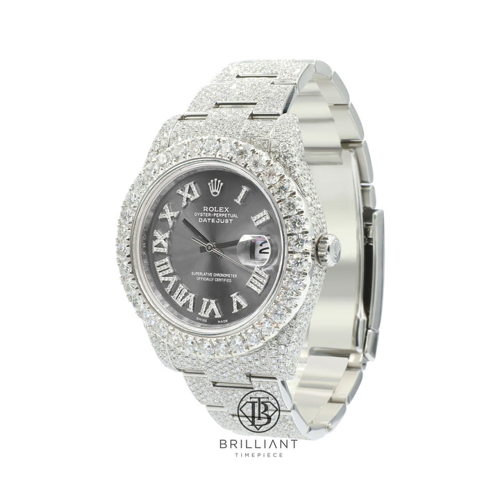 Mens Rolex Datejust II 126300 Stainless Steel 41MM Full Diamond Watch 25.5Ct