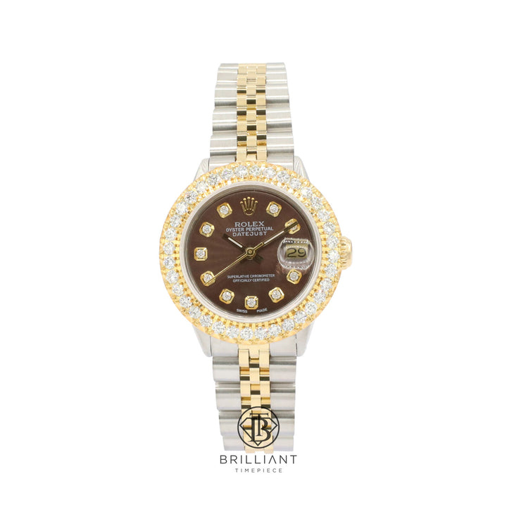 Rolex Datejust 26mm Two Tone Gold/Steel Brown Diamond Dial 1.50ct