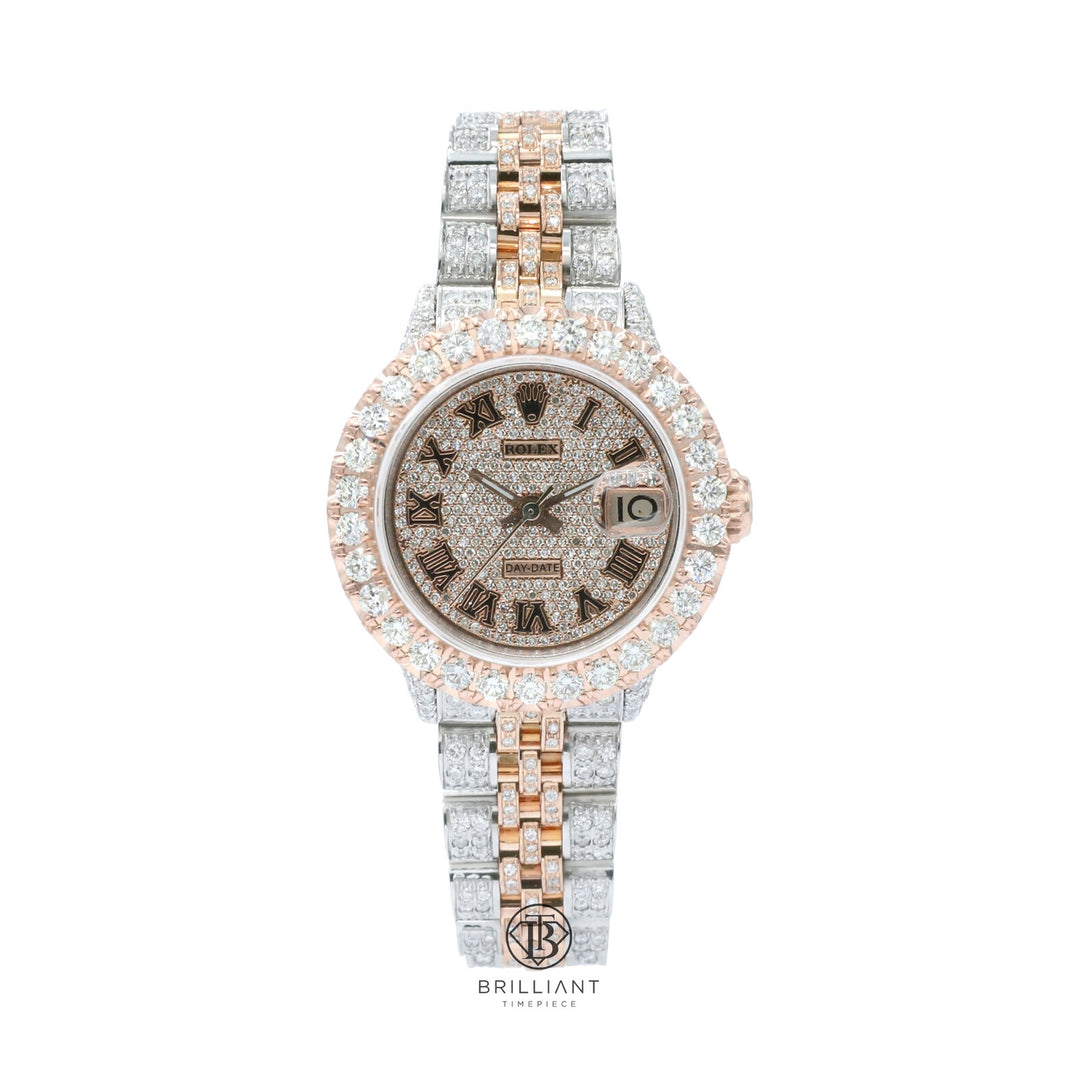 Rolex Datejust 26mm Two Tone Rose Gold/Steel Pave Roman Diamond Dial 9ct