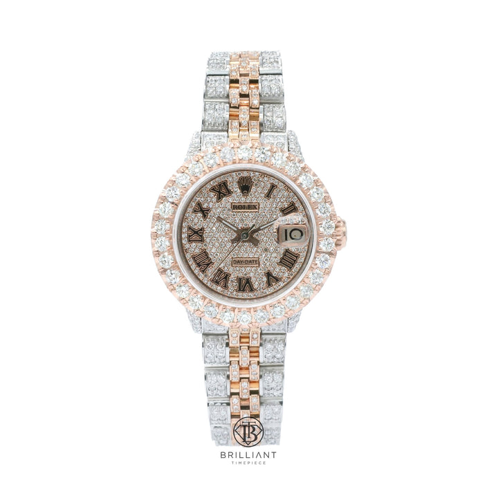 Rolex Datejust 26mm Two Tone Rose Gold/Steel Pave Roman Diamond Dial 9ct