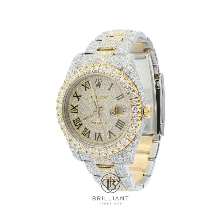 Mens Rolex Datejust II 126333 Two Tone 18K/ Steel 41MM Full Diamond Watch 25.5Ct