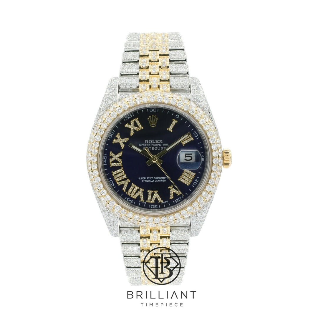 Mens Rolex Datejust II 126303 Two Tone 18K/ Steel 41MM Full Diamond Watch 25.5Ct