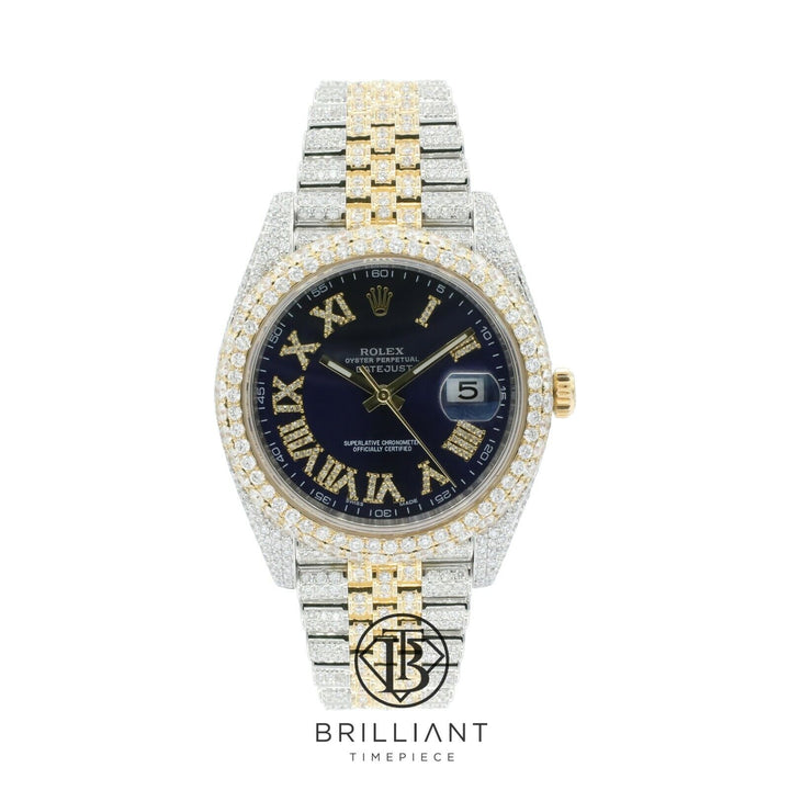 Mens Rolex Datejust II 126303 Two Tone 18K/ Steel 41MM Full Diamond Watch 25.5Ct