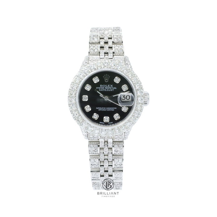 Rolex Datejust 26mm Stainless Steel Black Diamond Dial 8ct