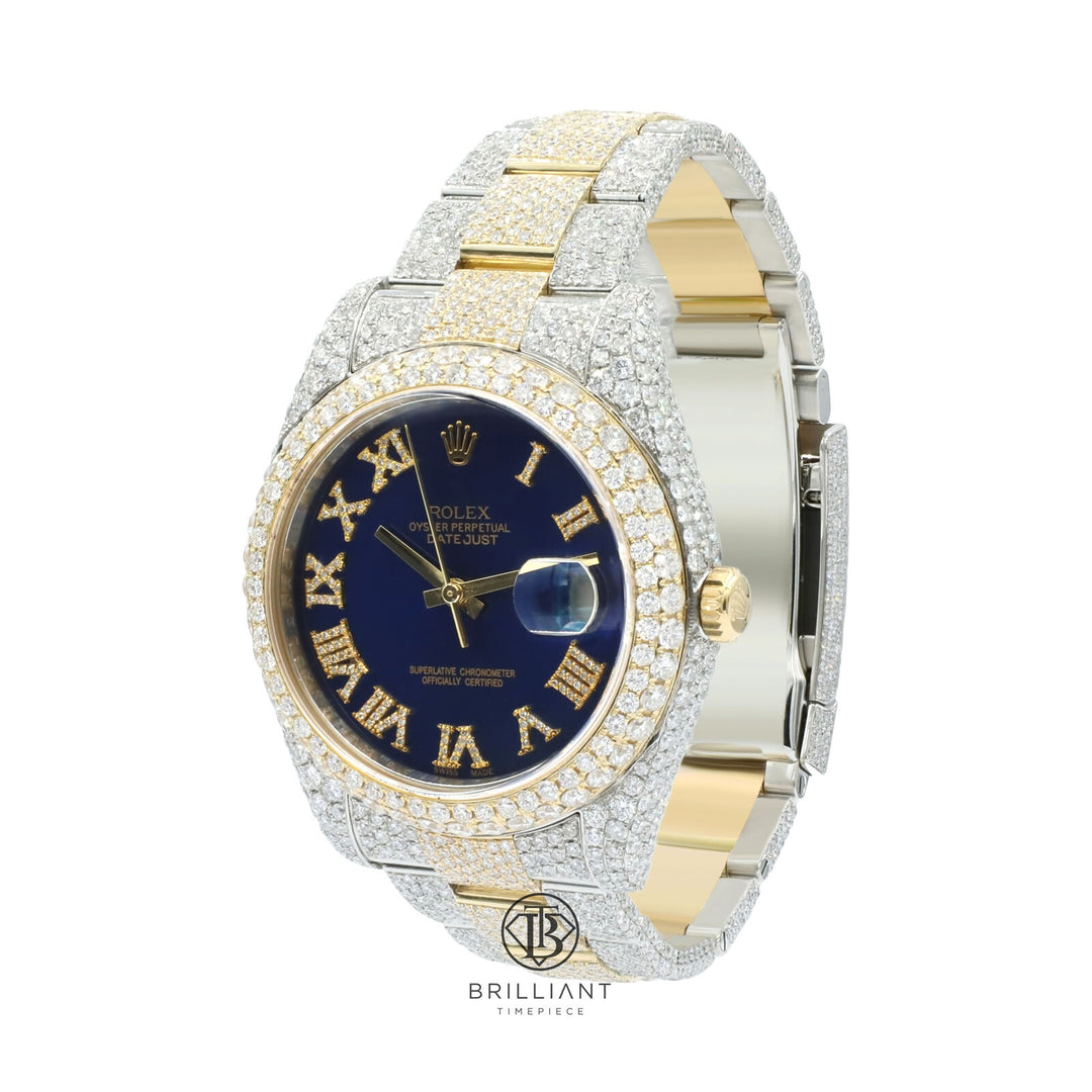 Mens Rolex Datejust II 126333 Two Tone 18K/ Steel 41MM Full Diamond Watch 25.5Ct