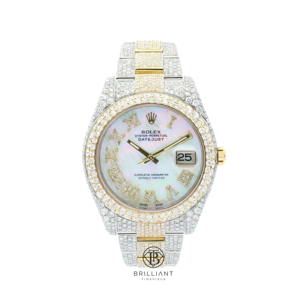 Mens Rolex Datejust II 126333 Two Tone 18K/ Steel 41MM Full Diamond Watch 25.5Ct