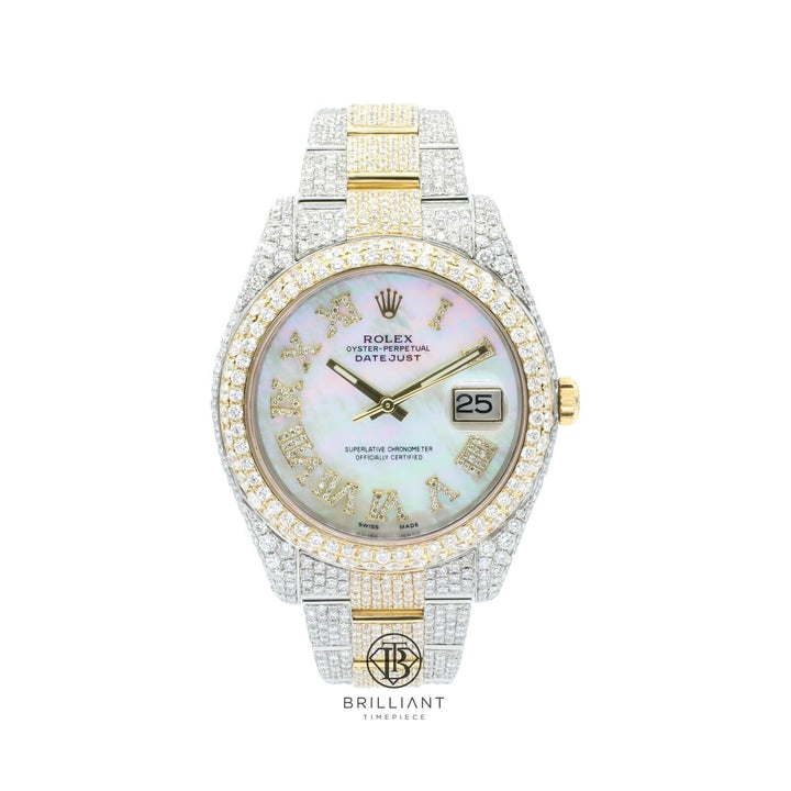 Mens Rolex Datejust II 126333 Two Tone 18K/ Steel 41MM Full Diamond Watch 25.5Ct