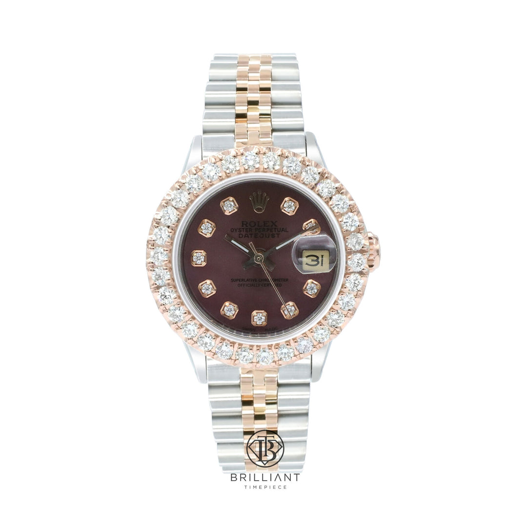 Rolex Datejust 26mm Two Tone Rose Gold/Steel Purple Diamond Dial 1.50ct