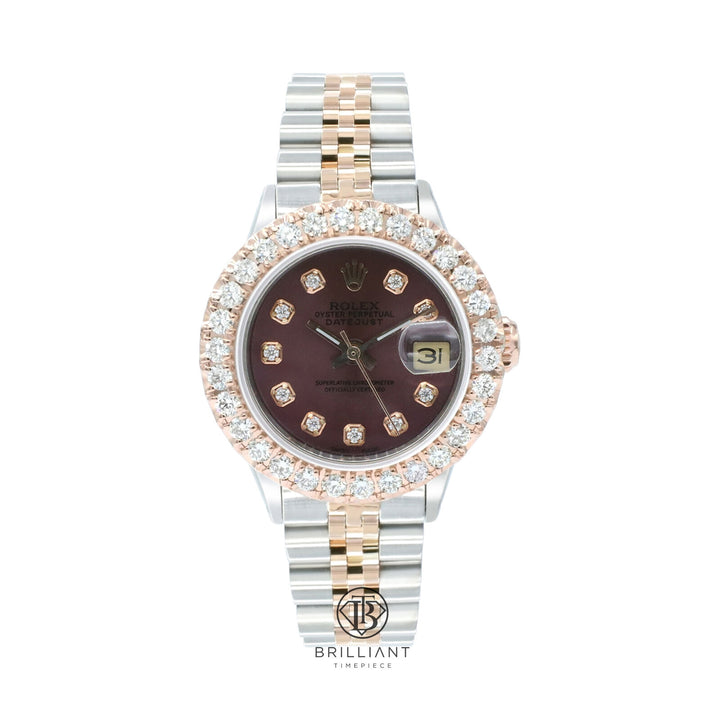 Rolex Datejust 26mm Two Tone Rose Gold/Steel Purple Diamond Dial 1.50ct