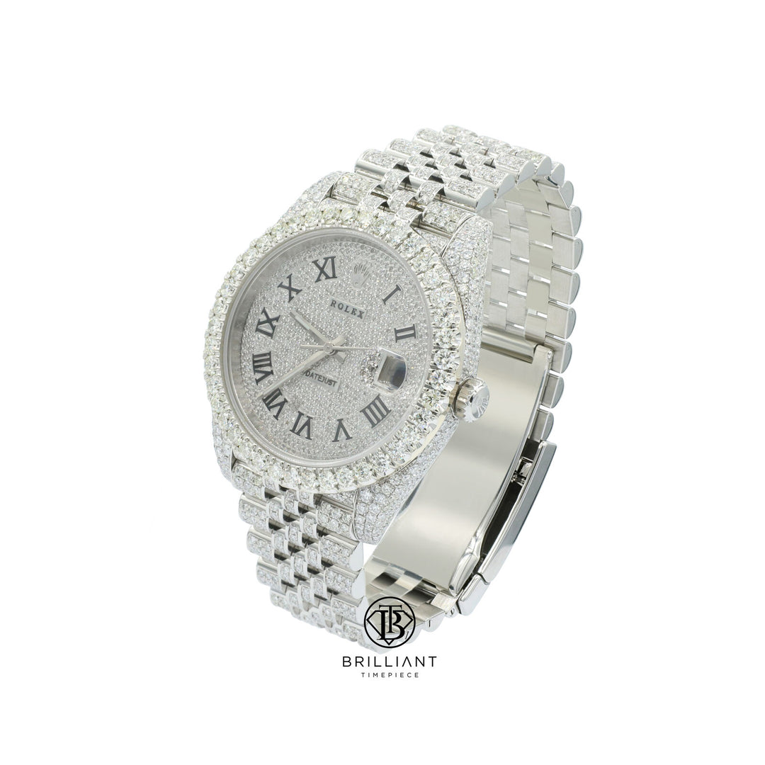 Mens Rolex Datejust II 126300 Stainless Steel 41MM Full Diamond Watch 25.5Ct