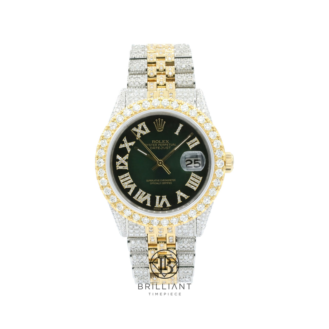 Rolex Datejust 36mm Two Tone Gold/Steel Dark Green Diamond Dial 13.00ct