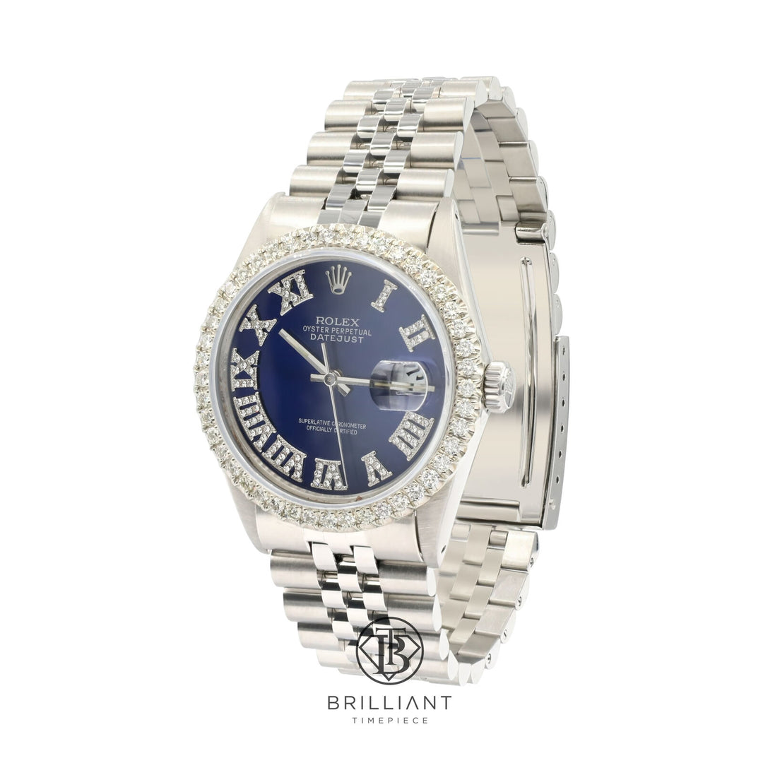 Rolex Datejust 36mm Stainless Steel Blue Diamond Dial 3.25ct