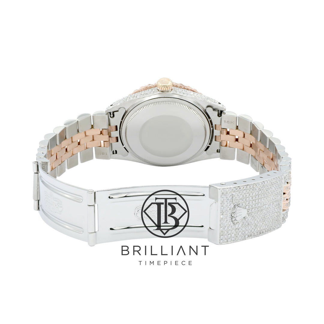 Rolex Datejust 36mm Two Tone Rose Gold/Steel Pave Arabic Diamond Dial 15.00ct