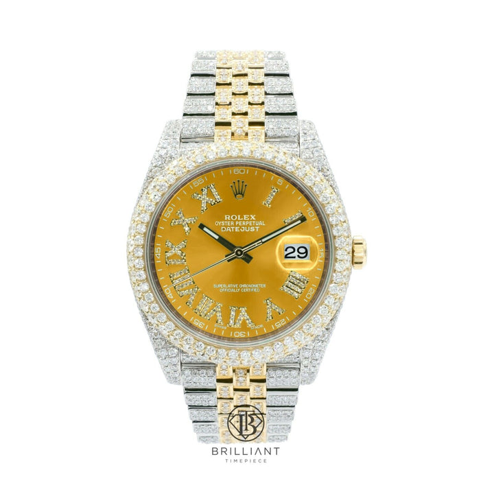 Mens Rolex Datejust II 126303 Two Tone 18K/ Steel 41MM Full Diamond Watch 25.5Ct