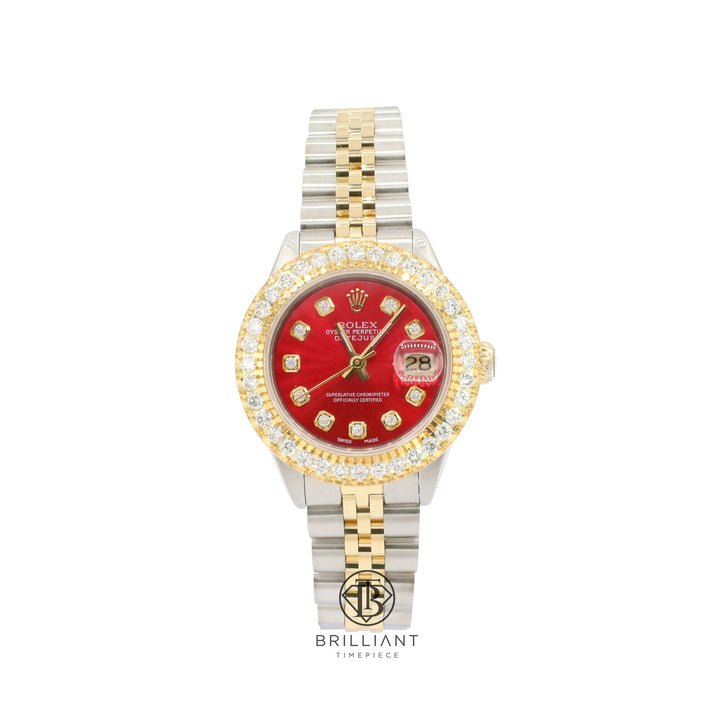 Rolex Datejust 26mm Two Tone Gold/Steel Red Diamond Dial 1.50ct