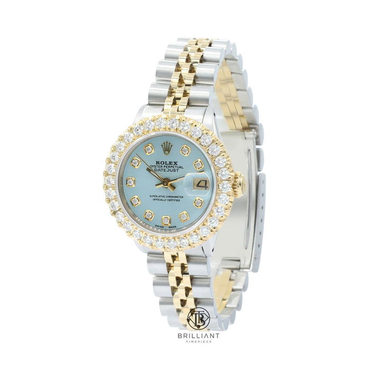 Rolex Datejust 26mm Two Tone Gold/Steel Light Blue Diamond Dial 1.50ct