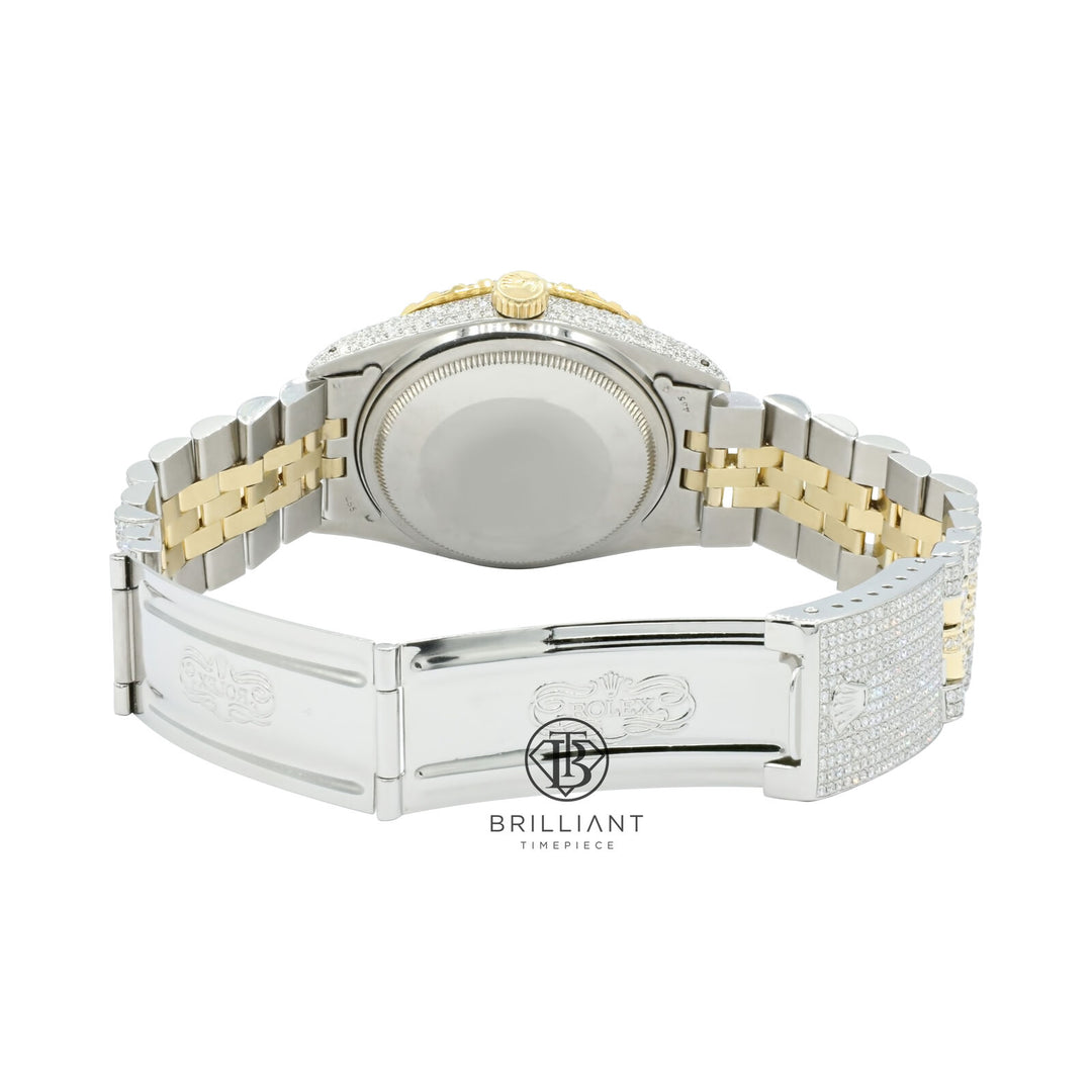 Rolex Datejust 36mm Two Tone Gold/Steel Maroon Diamond Dial 13.00ct