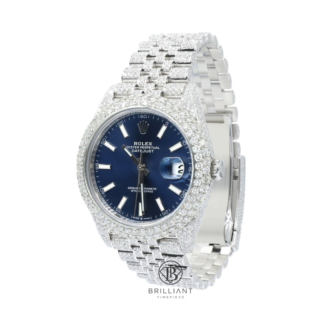 Mens Rolex Datejust II 126300 Stainless Steel 41MM Full Diamond Watch 25.5Ct
