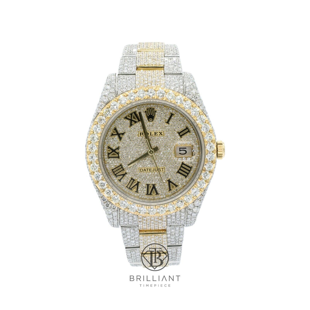 Mens Rolex Datejust II 126333 Two Tone 18K/ Steel 41MM Full Diamond Watch 25.5Ct