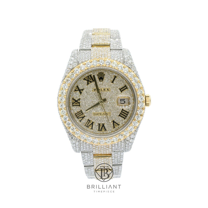 Mens Rolex Datejust II 126333 Two Tone 18K/ Steel 41MM Full Diamond Watch 25.5Ct