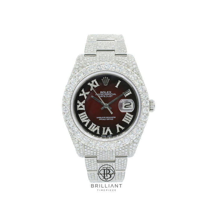 Mens Rolex Datejust II 126300 Stainless Steel 41MM Full Diamond Watch 25.5Ct